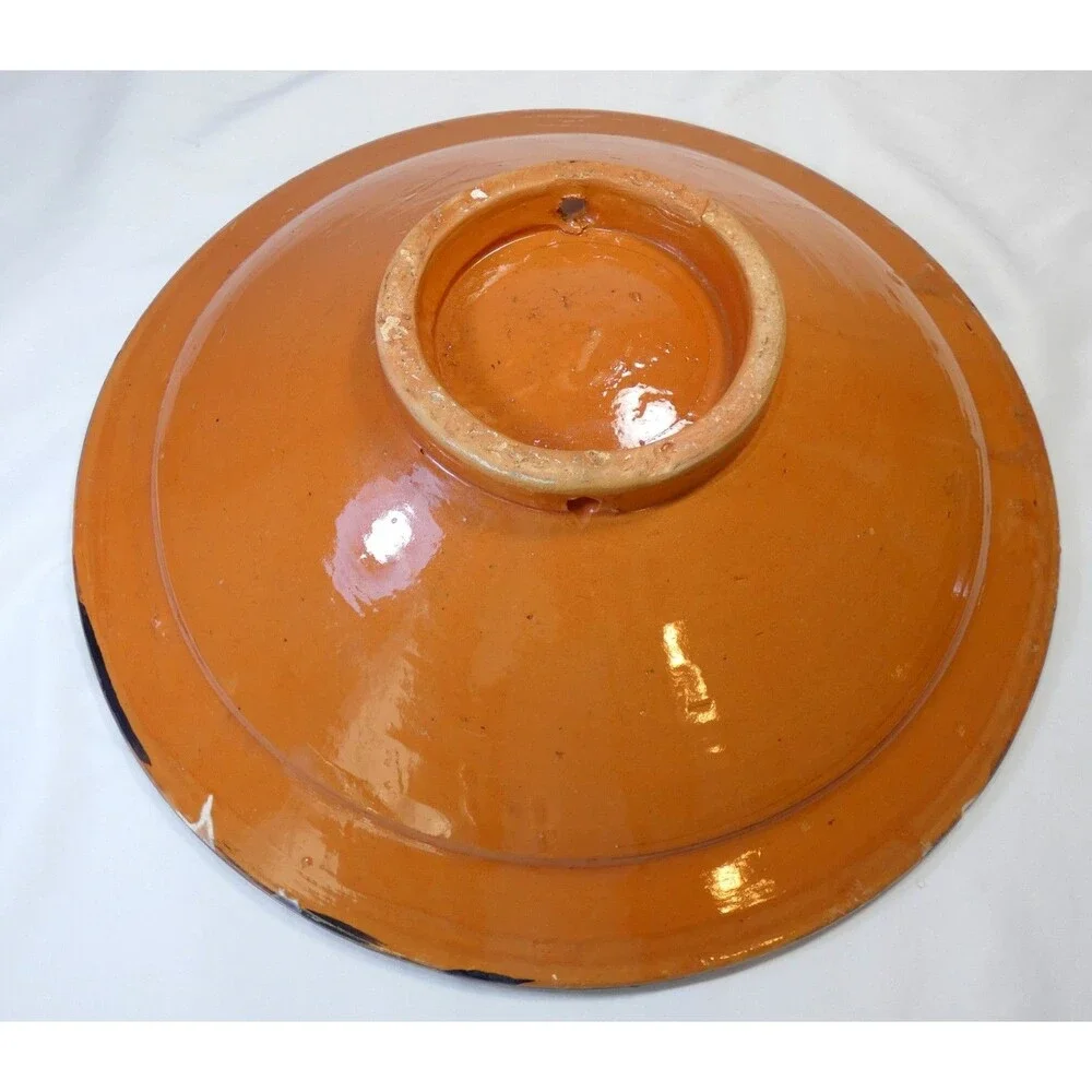 Large VTG Hand Painted Moroccan Floral Mandala Bowl Heavy Gorgeous 16